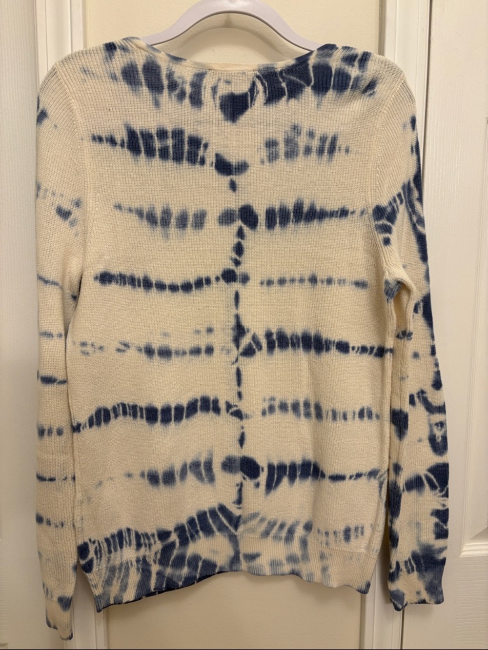 INC International Concepts Blue and Off-White Tie-Dye Crewneck Sweater - Picture 4 of 7
